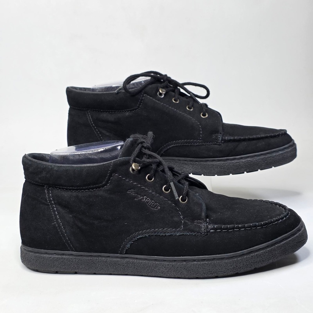 Easy Spirit Chukka Boots Women's 9 B 2A Black Suede Moc Toe Lace Up Ankle Shoes